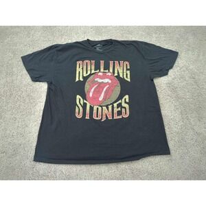 The Rolling Stones T Shirt Mens 3XL Black Short Sleeve Logo Tongue & Lips Rocker